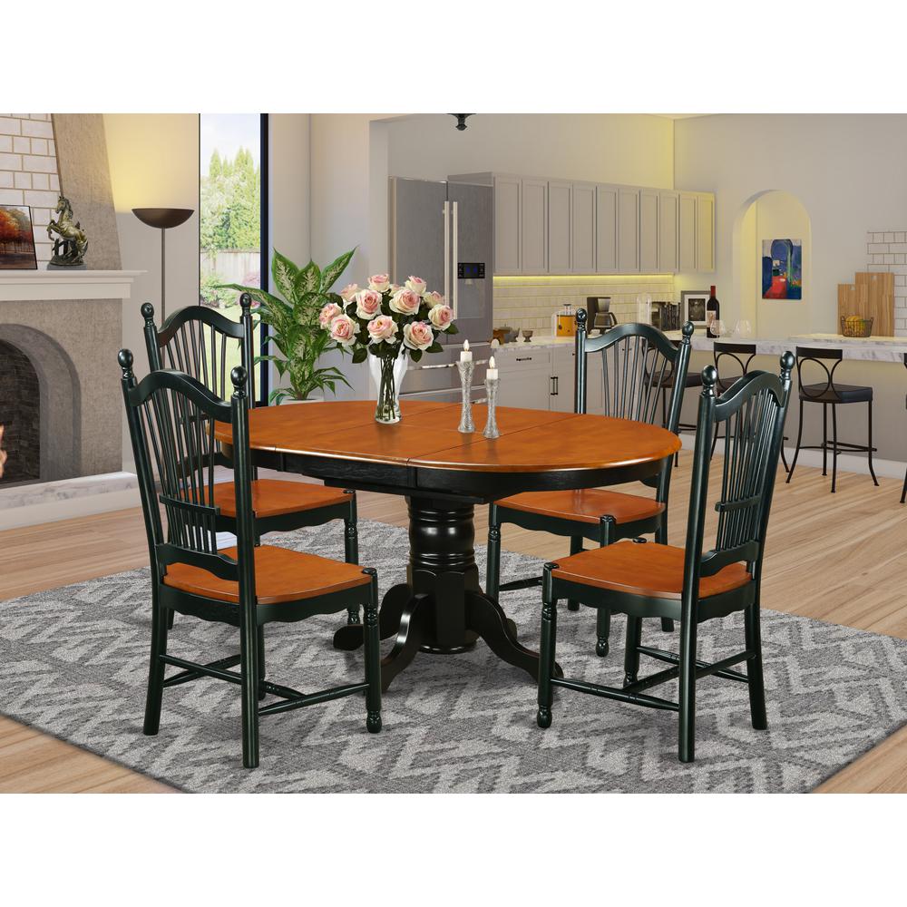 Dining Room Set Black & Cherry, AVDO5-BCH-W. Picture 2