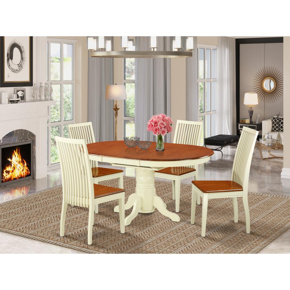 Dining Room Set Buttermilk & Cherry, AVIP5-BMK-W. Picture 2