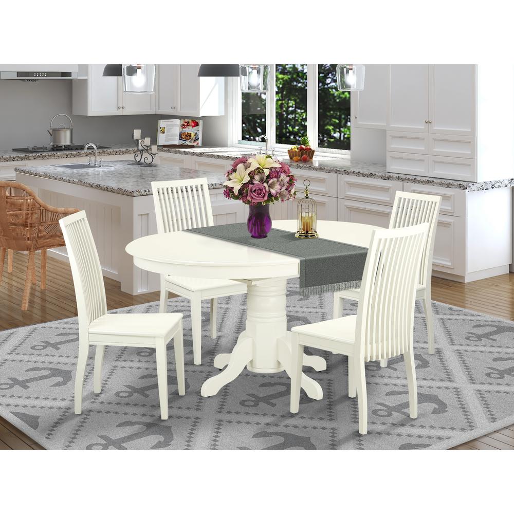 Dining Room Set Linen White, AVIP5-LWH-W. Picture 2