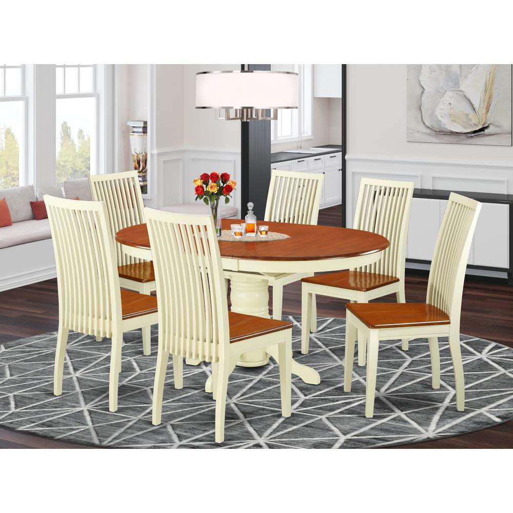 Dining Room Set Buttermilk & Cherry, AVIP7-BMK-W. Picture 2