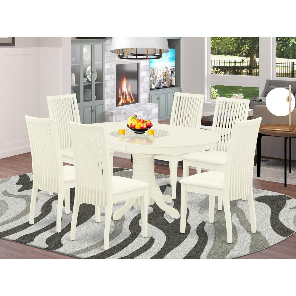 Dining Room Set Linen White, AVIP7-LWH-C. Picture 2