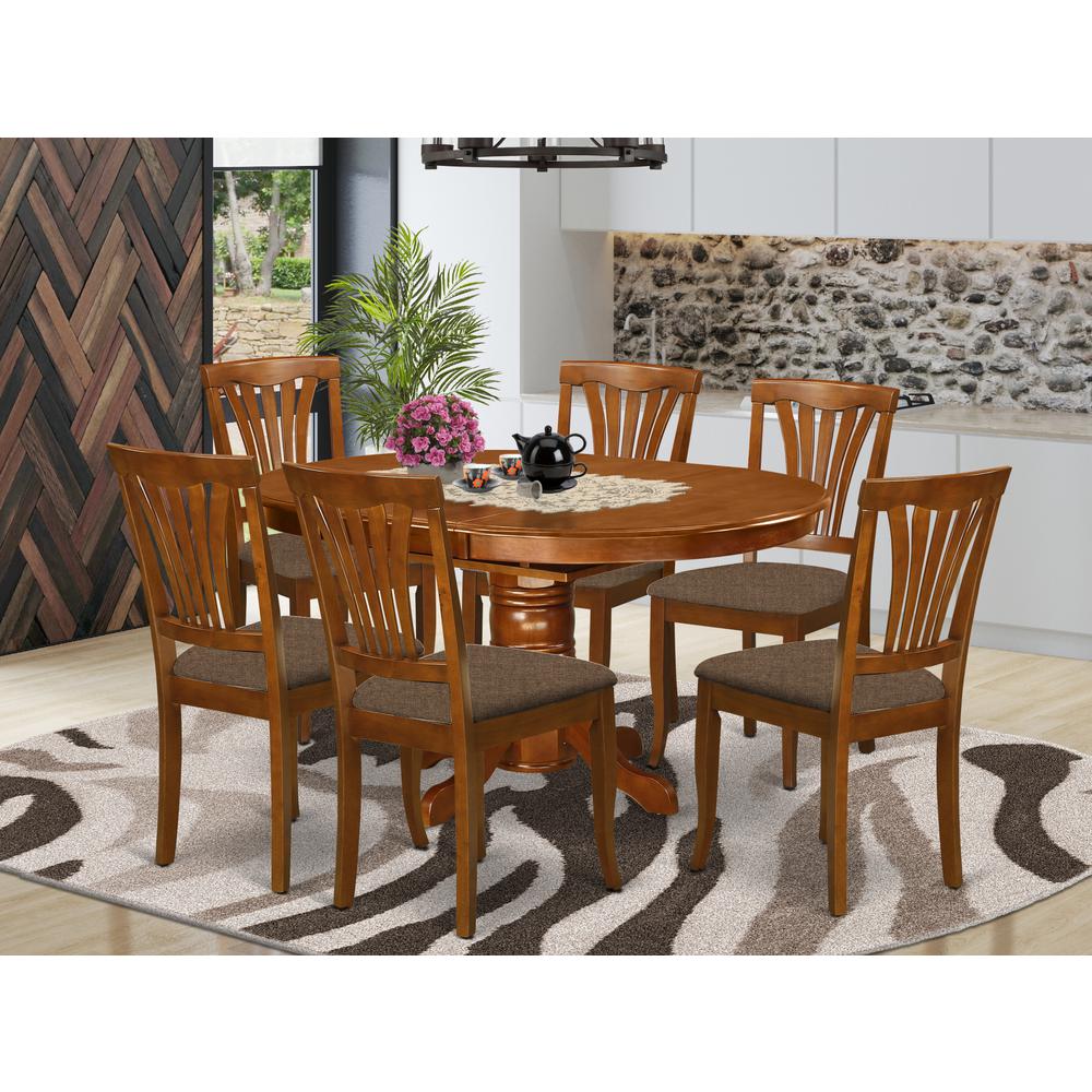 AVON7-SBR-C 7 Pc Avon Dinette Table featuring Leaf and 6 Cushion Kitchen Chairs.. Picture 2