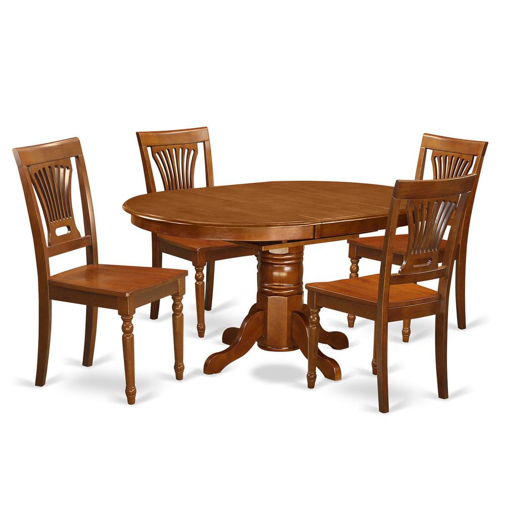 5  Pc  Avon  Dining  Table  featuring  Leaf  and  4  hard  wood  Chairs  in  Saddle  Brown  .. Picture 1