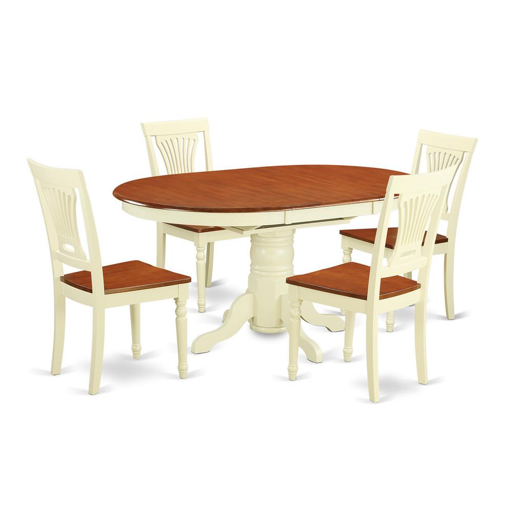 5  Pc  Dining  Table  with  Leaf  and  4  Wood  Kitchen  Chairs  in  Buttermilk  and  Cherry. Picture 1