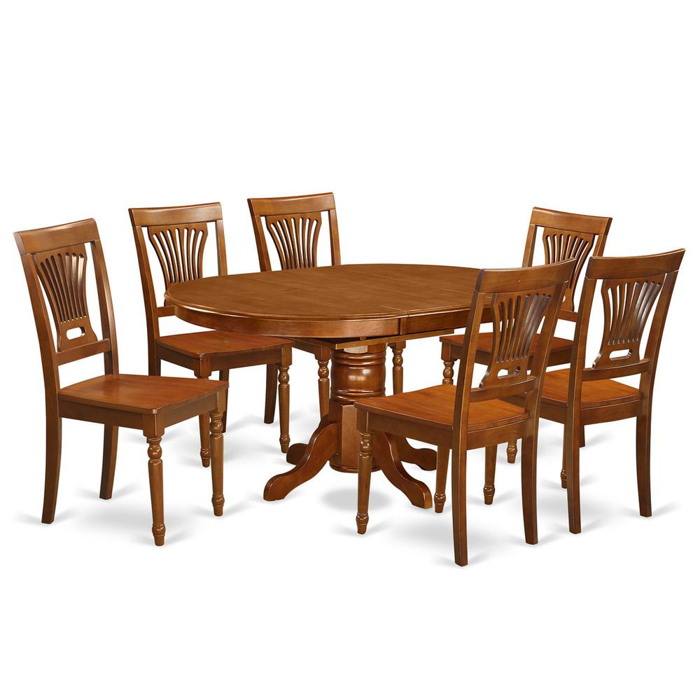 7  Pc  Avon  Dining  Table  with  Leaf  and  6hard  wood  Chairs  in  Saddle  Brown  .. Picture 1