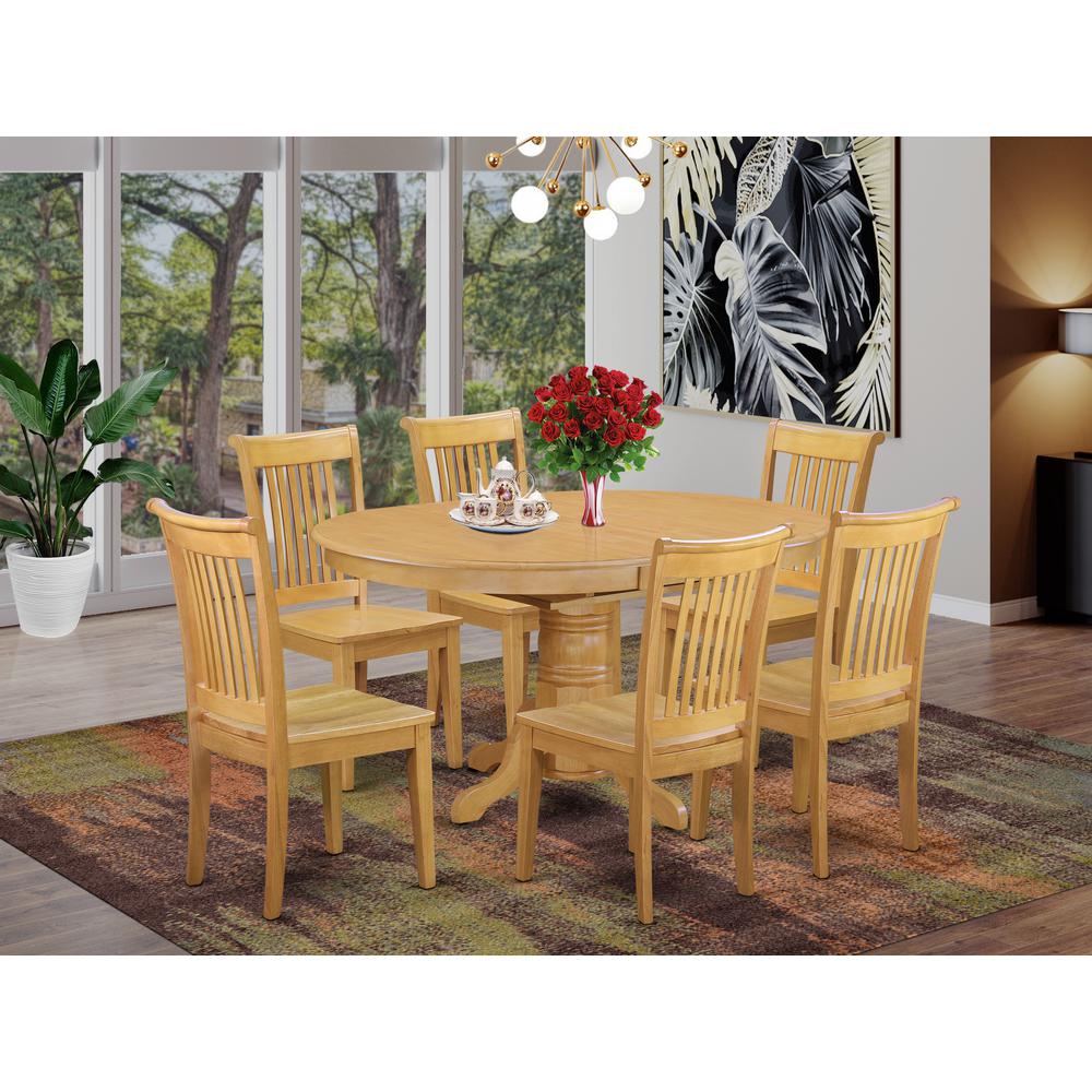 Dining Room Set Oak, AVPO7-OAK-W. Picture 2