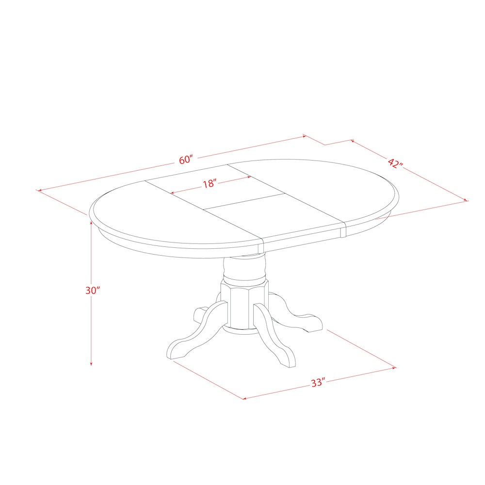 5 Piece Dining Set Consists of an Oval Dining Table with Butterfly Leaf. Picture 4