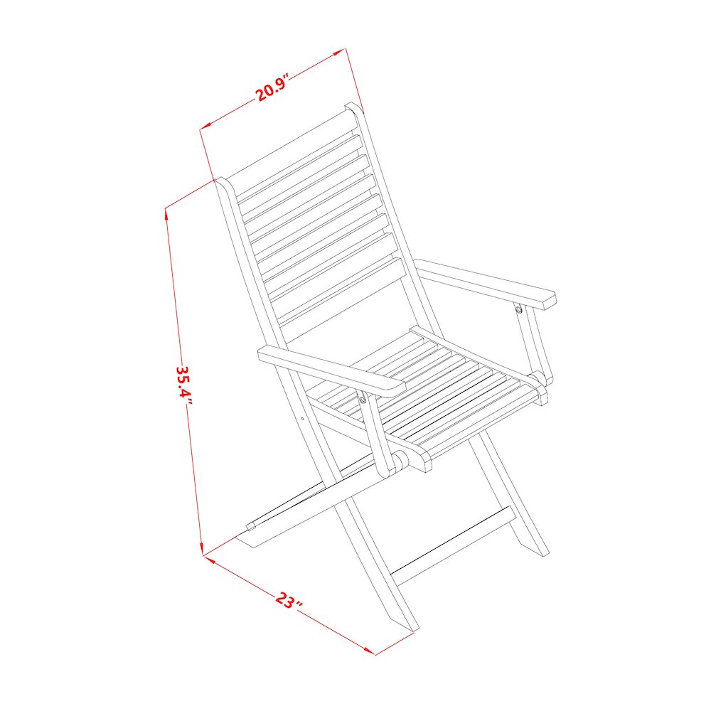 East West Furniture 5 Piece Excellent Folding Table Set- Great for The Shore, Camping, Picnics - Beautiful Wood Patio Table with 4 Lawn ArmChairs- Natural Oil Finish. Picture 12