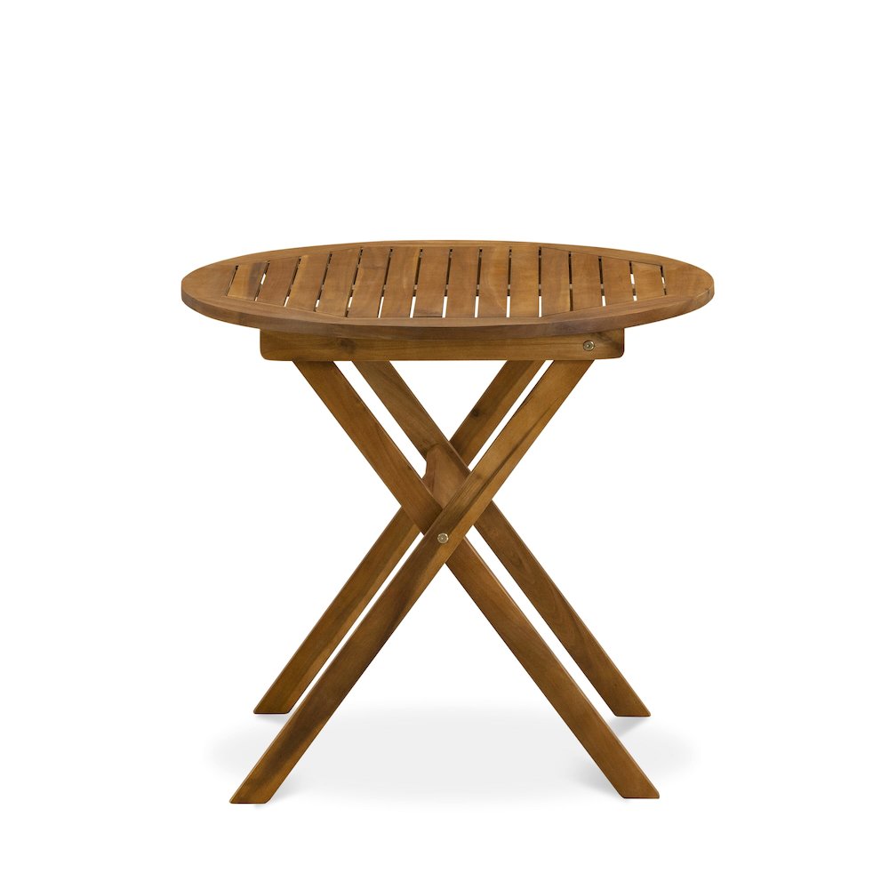 MNCN3C5NA 3-Pc Patio Outdoor Dining Table Set Consists of a Folding Camping Table and 2 Outdoor Patio Chairs - Natural Oil Finish. Picture 5