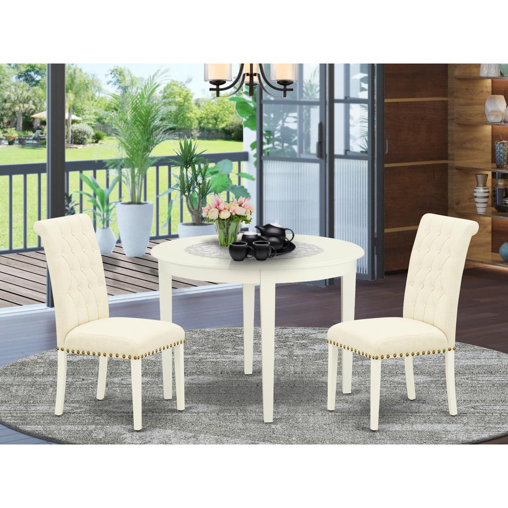 Dining Room Set Linen White, BOBR3-WHI-02. Picture 2