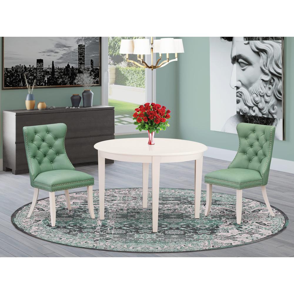 3 Piece Modern Dining Table Set Contains a Round Kitchen Table. Picture 7