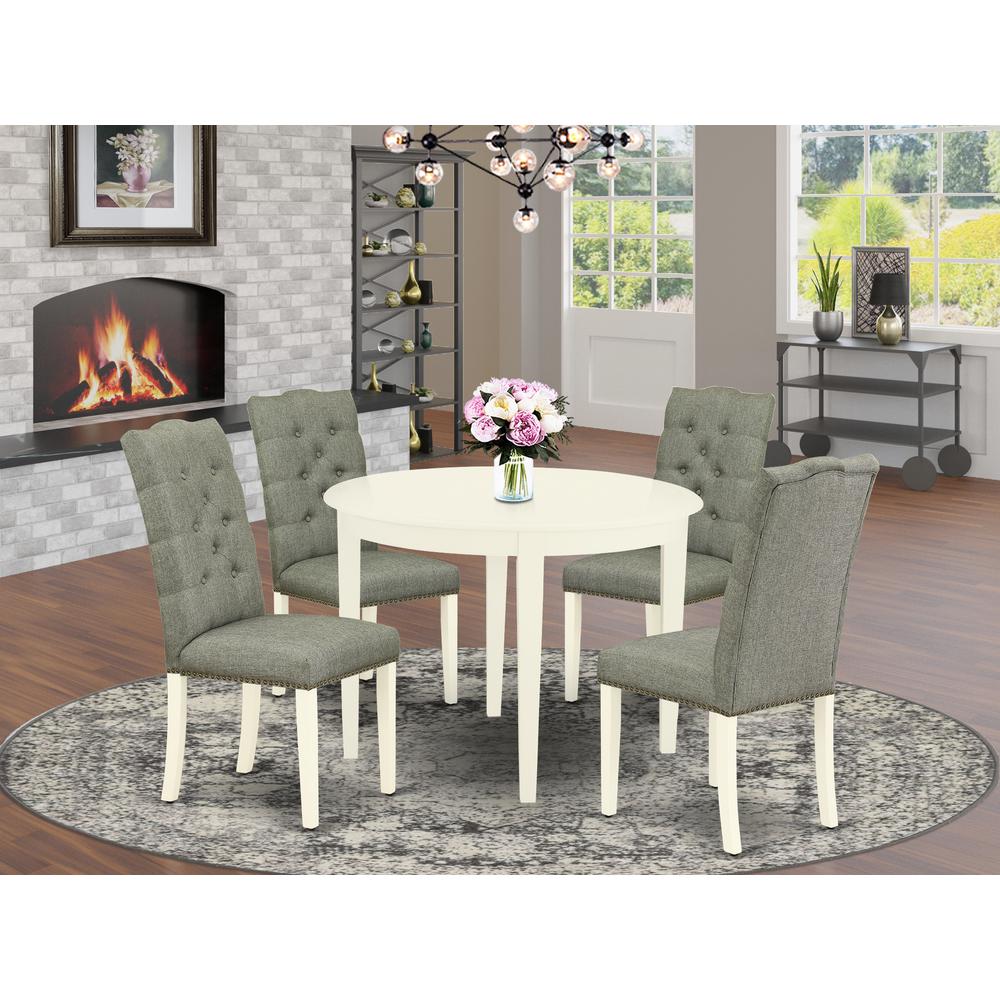 Dining Room Set Linen White, BOEL5-WHI-07. Picture 2