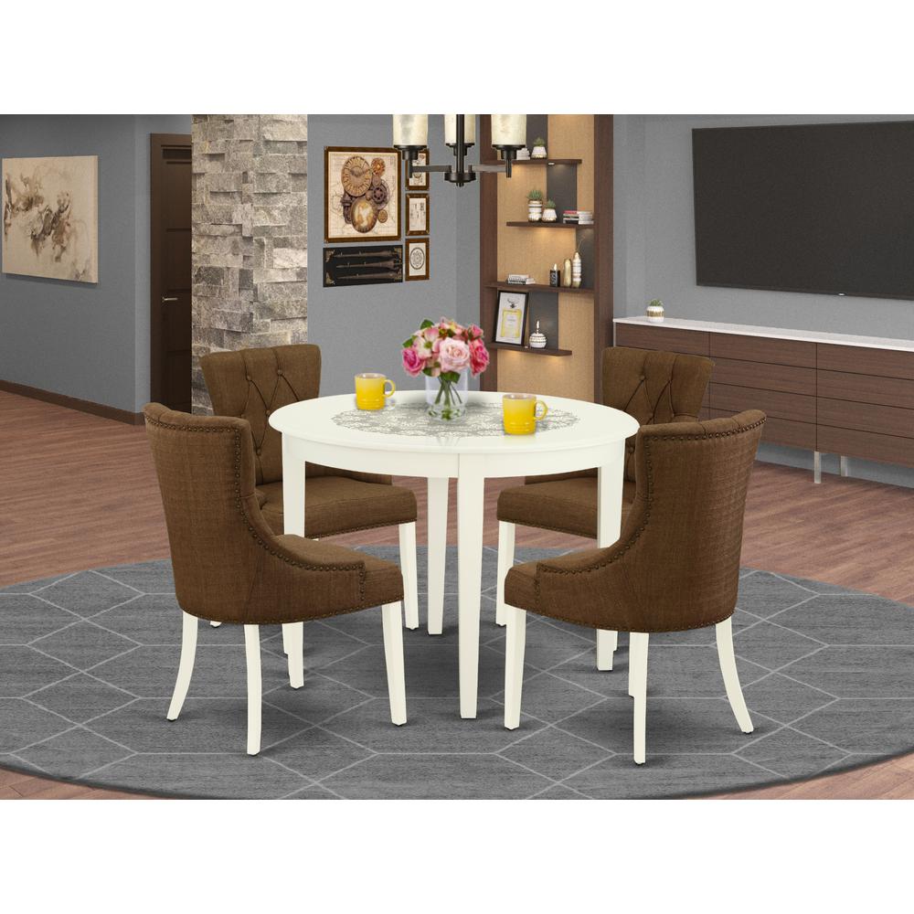 Dining Room Set Linen White, BOFR5-WHI-18. Picture 2