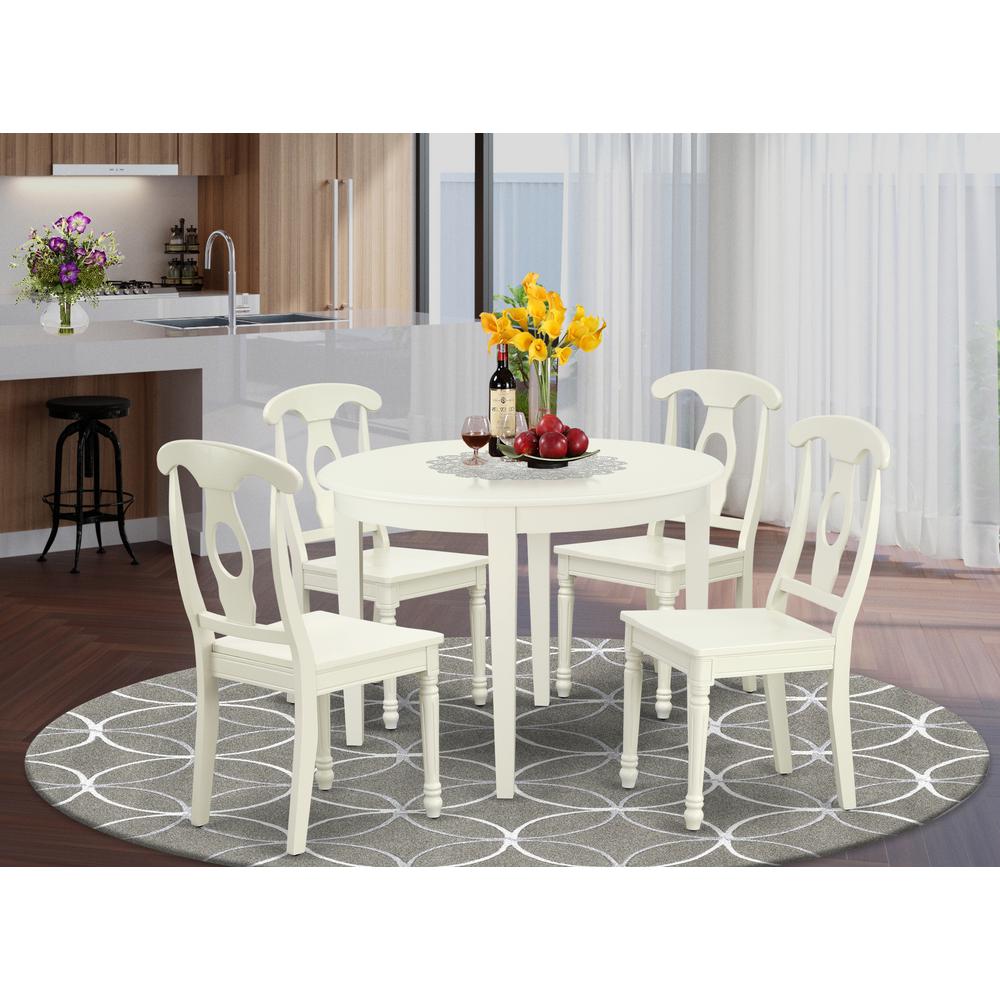 Dining Room Set Linen White, BOKE5-LWH-W. Picture 2