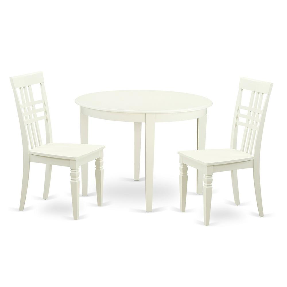 3  PC  small  Kitchen  Table  set  with  a  Boston  Dining  Table  and  2  Kitchen  Chairs  in  Linen  White. Picture 1