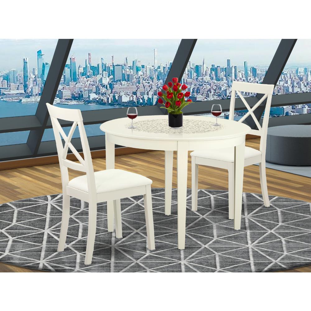 Dining Room Set Linen White, BOST3-LWH-LC. Picture 2