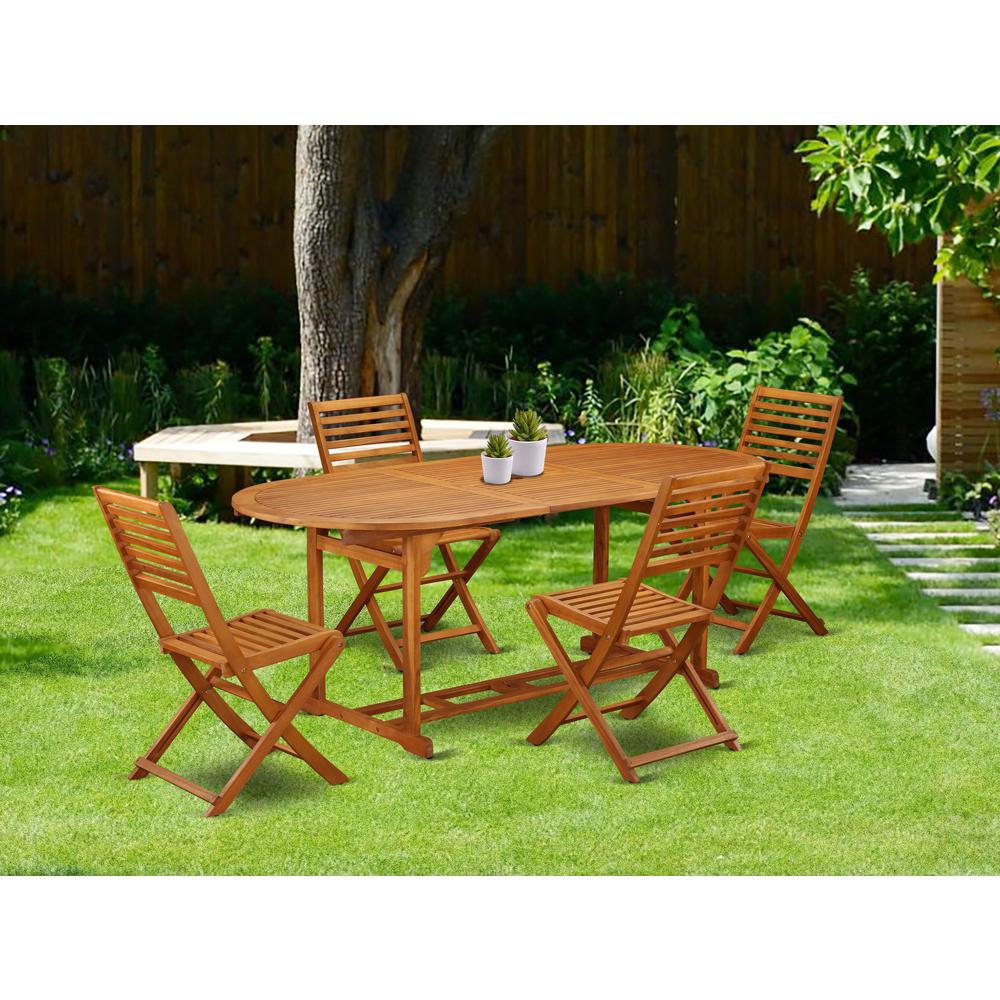 Wooden Patio Set Natural Oil, BSBS5CWNA. Picture 4