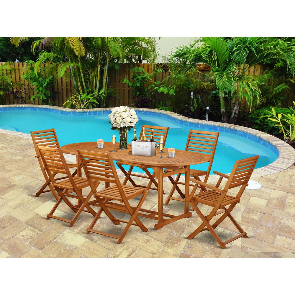 Wooden Patio Set Natural Oil, BSBS72CANA. Picture 5