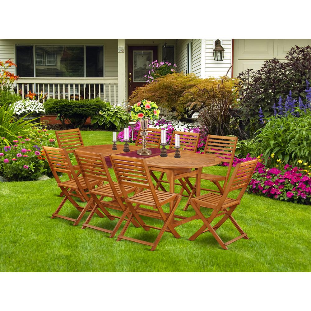 Wooden Patio Set Natural Oil, BSBS9CWNA. Picture 4