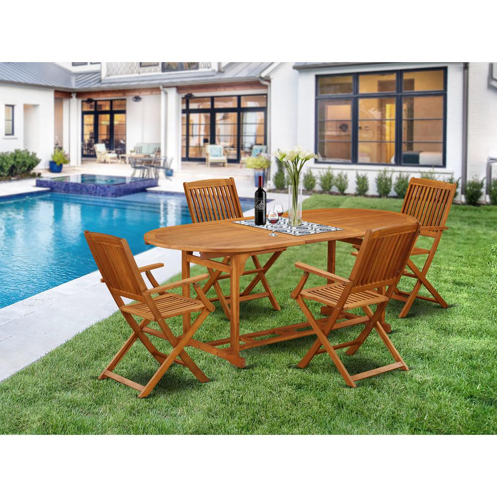 Wooden Patio Set Natural Oil, BSCM5CANA. Picture 2