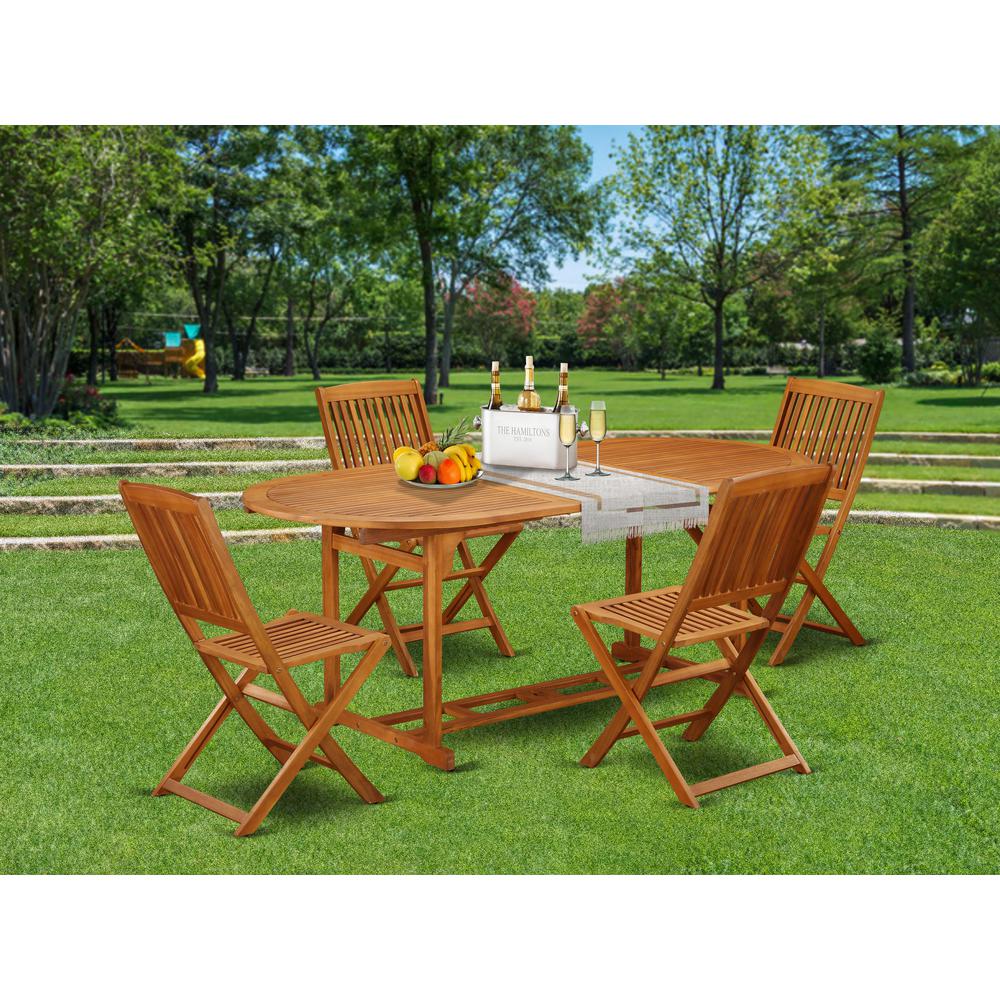Wooden Patio Set Natural Oil, BSCM5CWNA. Picture 2
