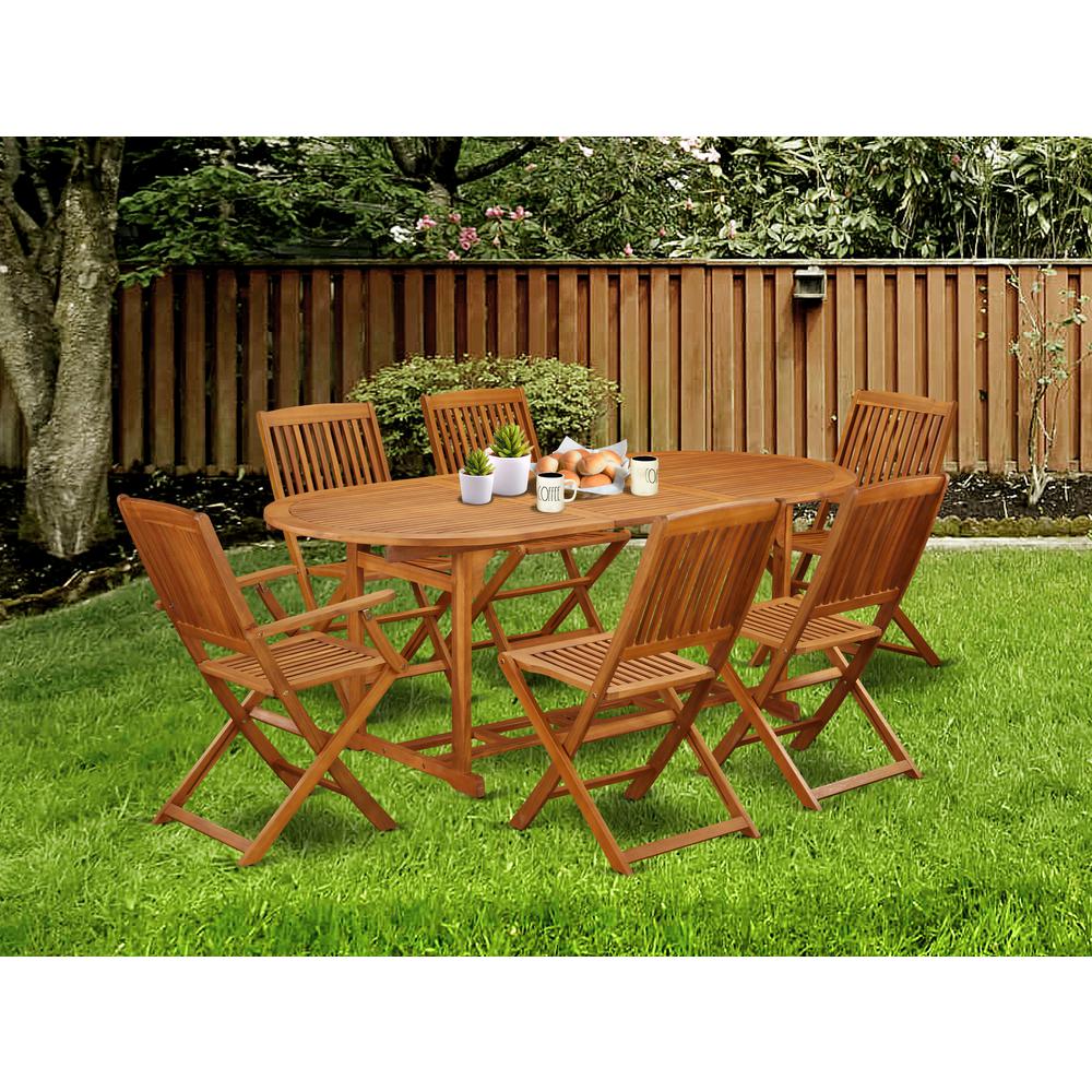 Wooden Patio Set Natural Oil, BSCM72CANA. Picture 2