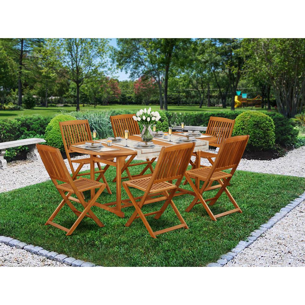 Wooden Patio Set Natural Oil, BSCM7CWNA. Picture 2