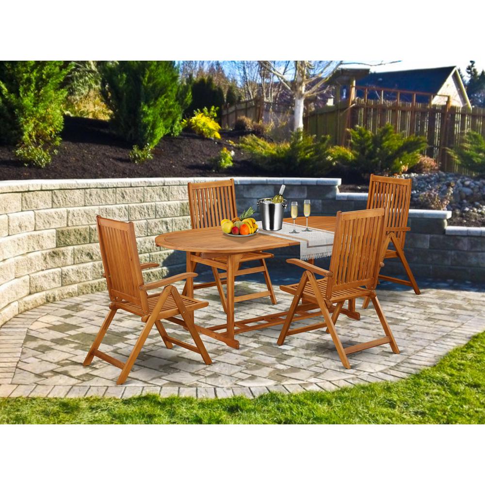 Wooden Patio Set Natural Oil, BSCN5NC5N. Picture 2