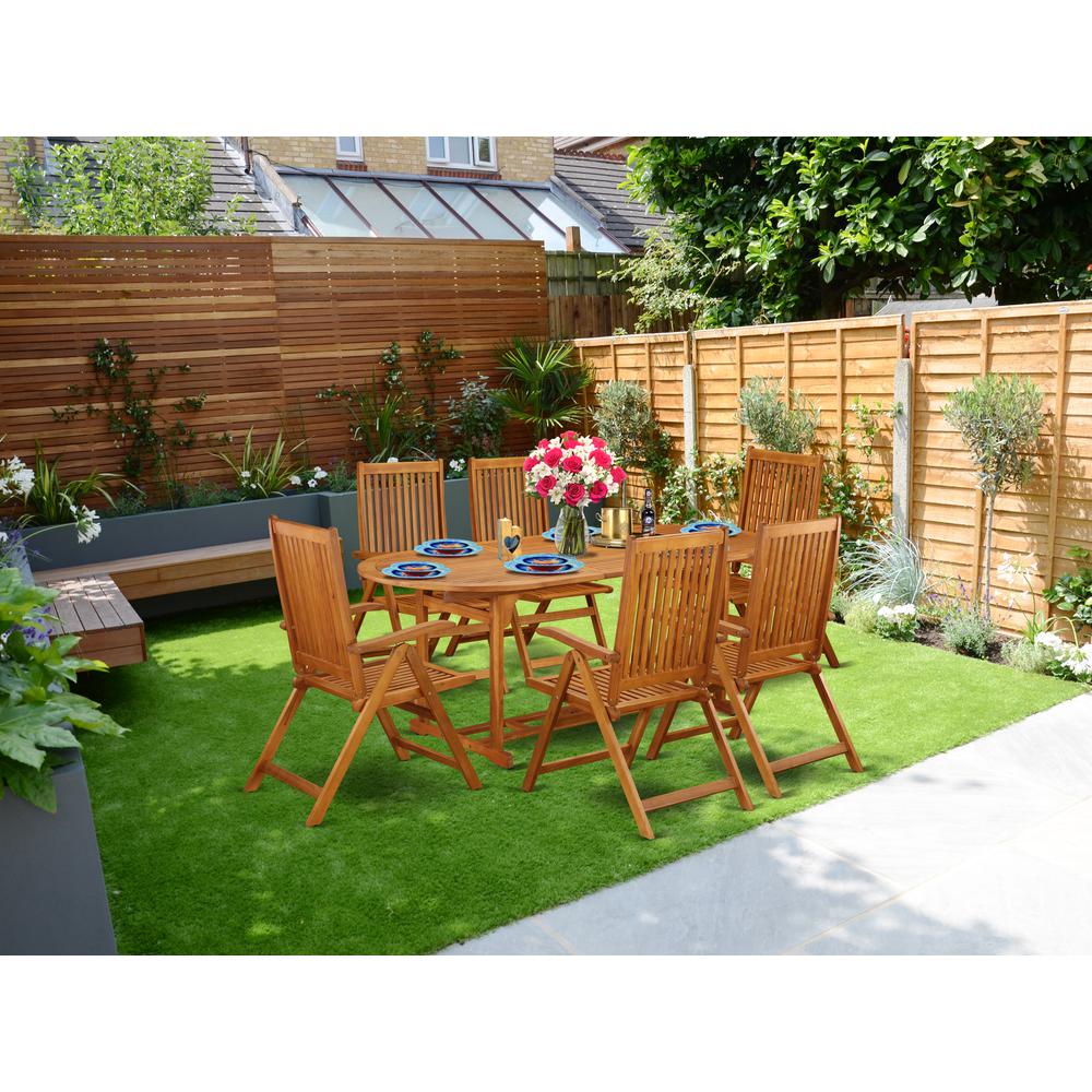 Wooden Patio Set Natural Oil, BSCN7NC5N. Picture 2