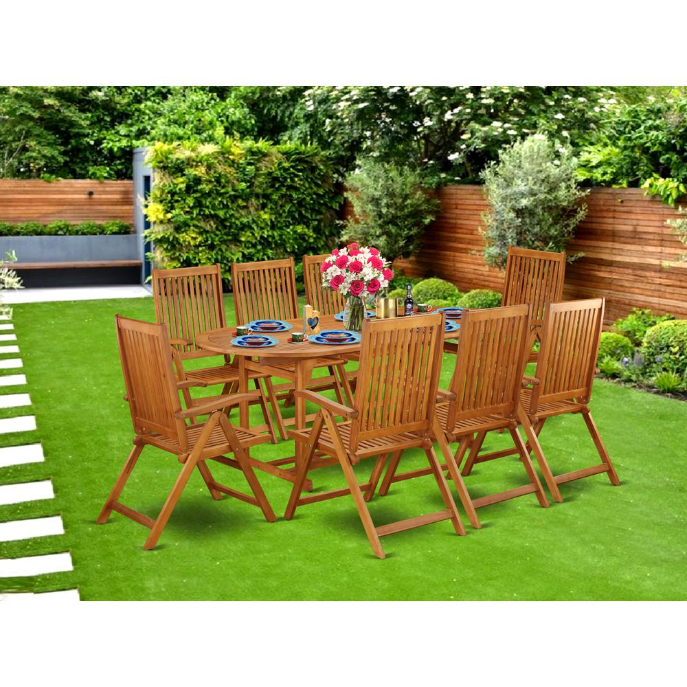 Wooden Patio Set Natural Oil, BSCN9NC5N. Picture 2