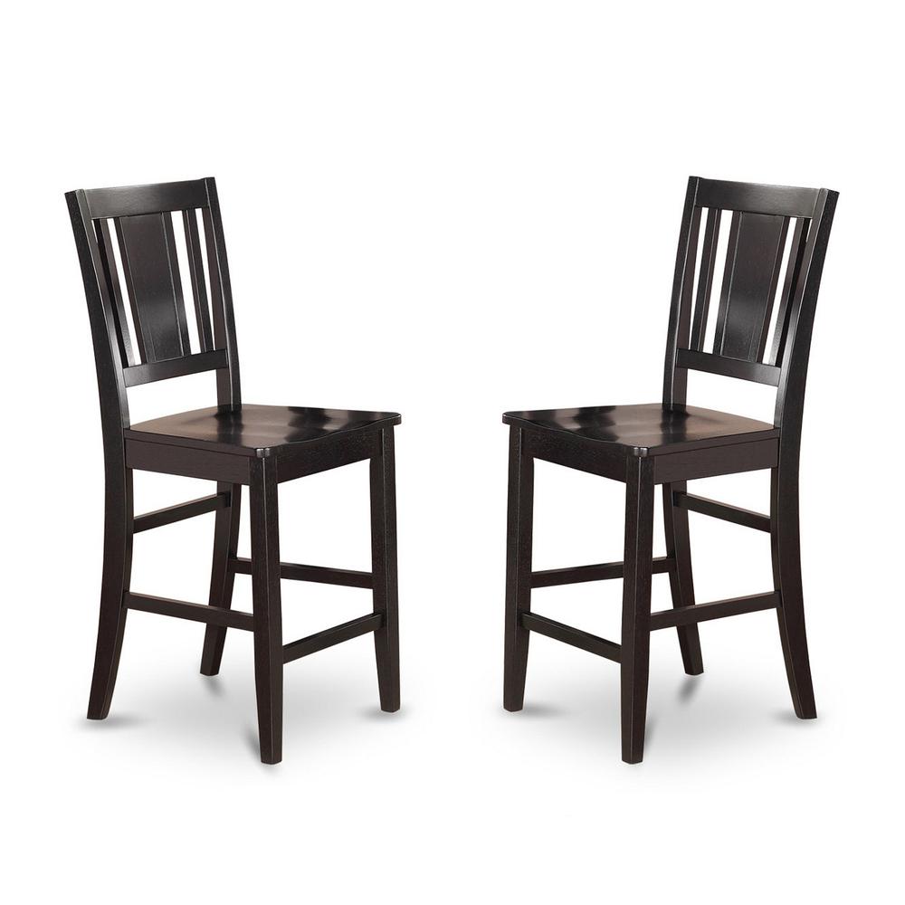 Buckland Counter Height Chair for dining room with Wood Seat in Black Finish, Set of 2. Picture 1