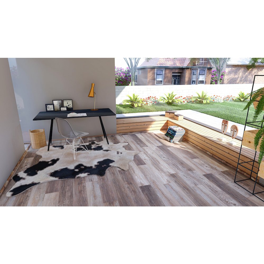 EVA Backing SPC Wood Flooring Planks, Taupe Gray 4mm x 7" x 48" with 20mil Wear Layer and I4F Click Locking, 30 sq ft /Case. Picture 2