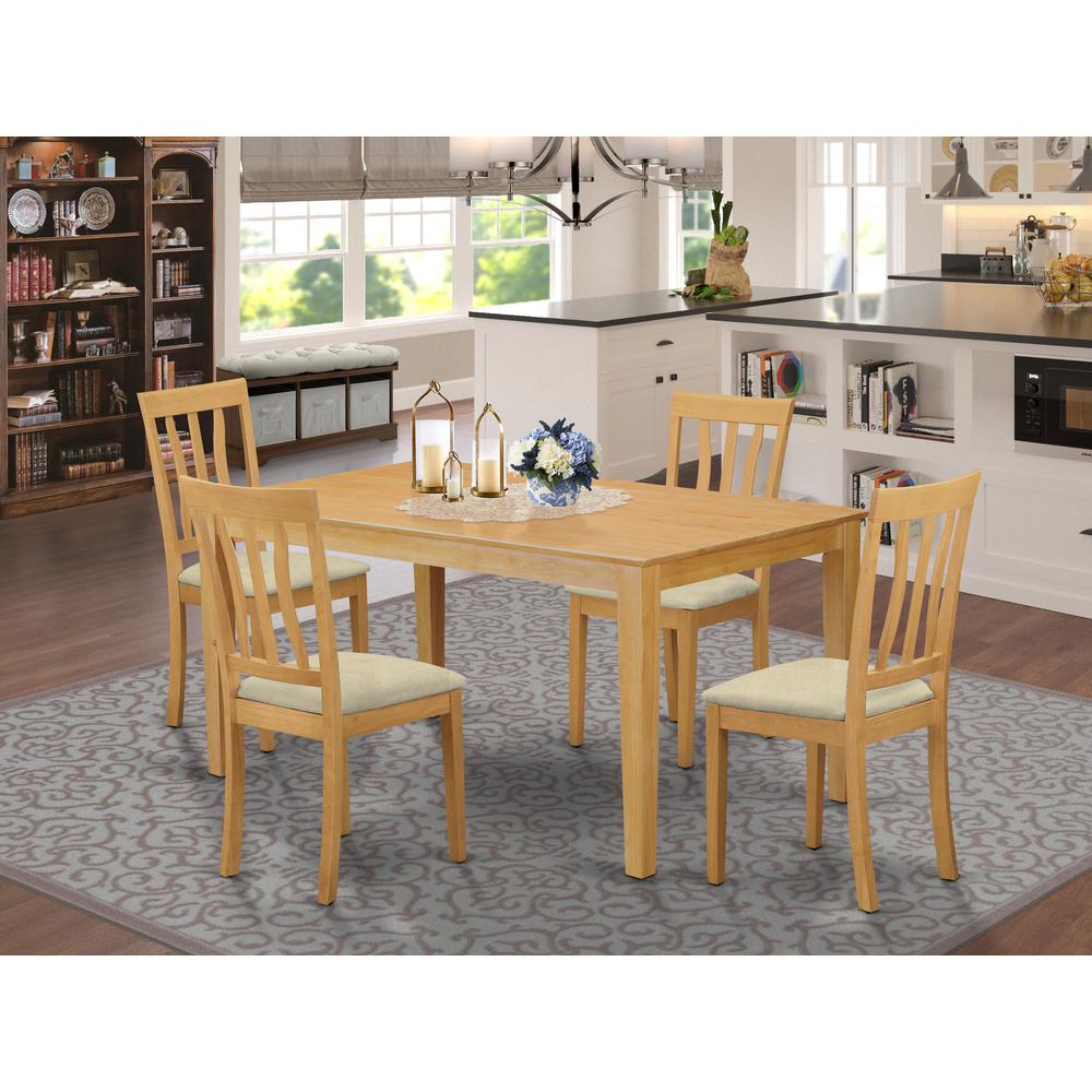 CAAN5-OAK-C 5 Pc Dinette Table set - Kitchen dinette Table and 4 Dining Chairs. Picture 2
