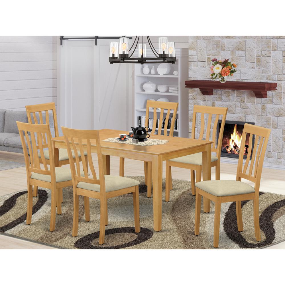CAAN7-OAK-C 7 PC Dining room set - Small Kitchen Table and 6 Kitchen Dining Chairs. Picture 2
