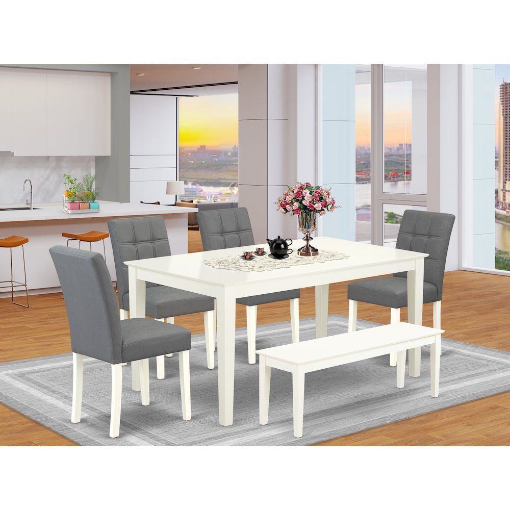 6 Piece Dining Table Set contain A Modern Table a Wooden Bench. Picture 2