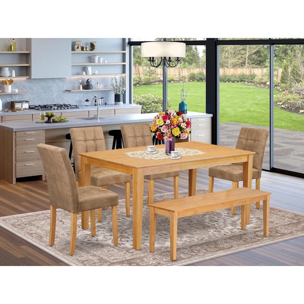 6 Piece Dinner Table Set contain A Wood Dining Table. Picture 2