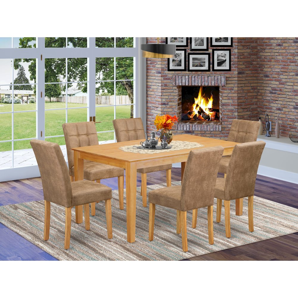7 Piece Dining Room Table Set consists A Mid Century Modern Dining Table. Picture 2