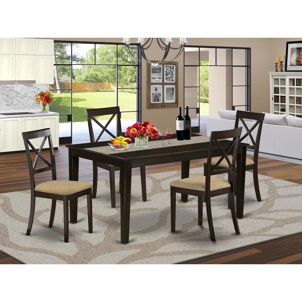 CABO5S-CAP-C 5 PC Dining room set-Top Dining Table and 4 Linen Dining seat Chairs. Picture 2