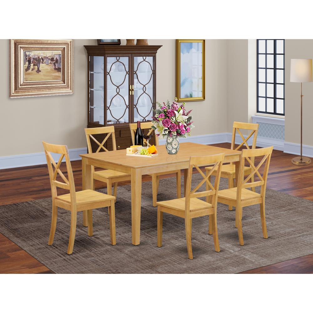 Dining Room Set Oak, CABO7-OAK-W. Picture 2