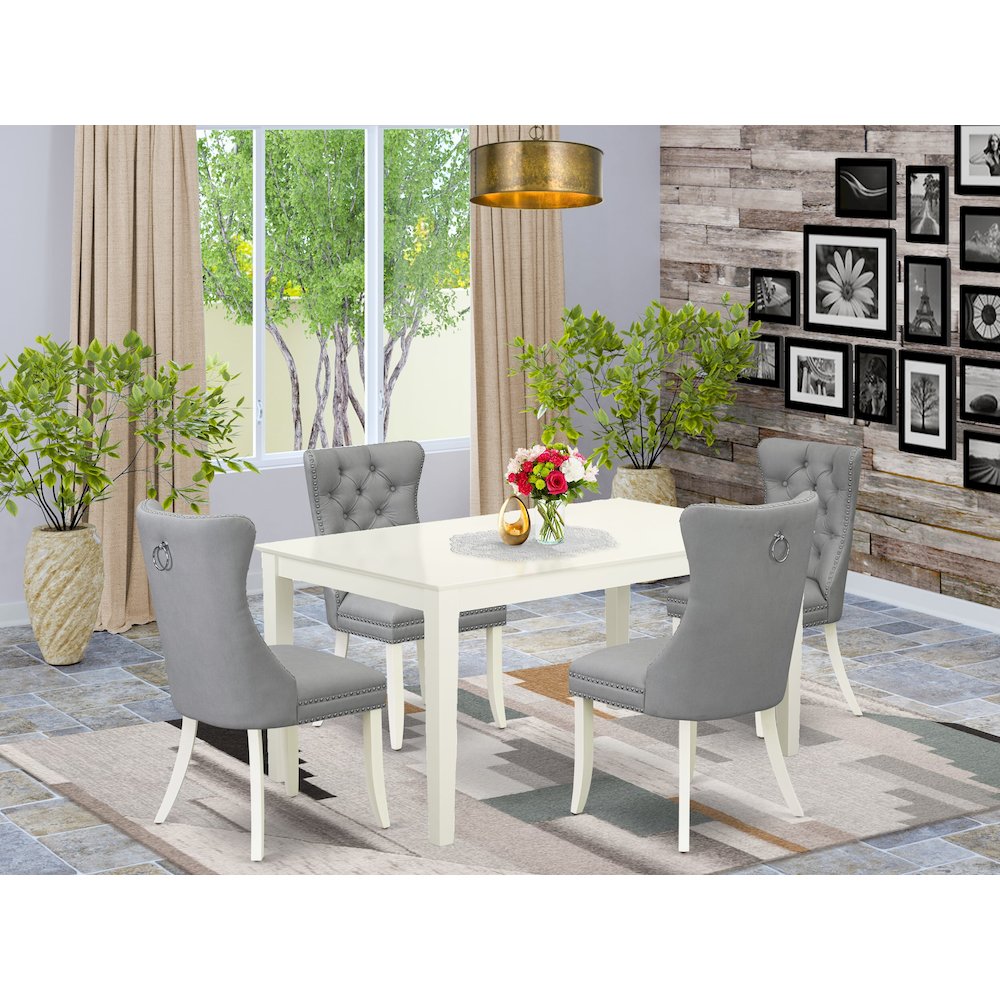 5 Piece Kitchen Table Set for 4 Consists of a Rectangle Dining Table. Picture 2