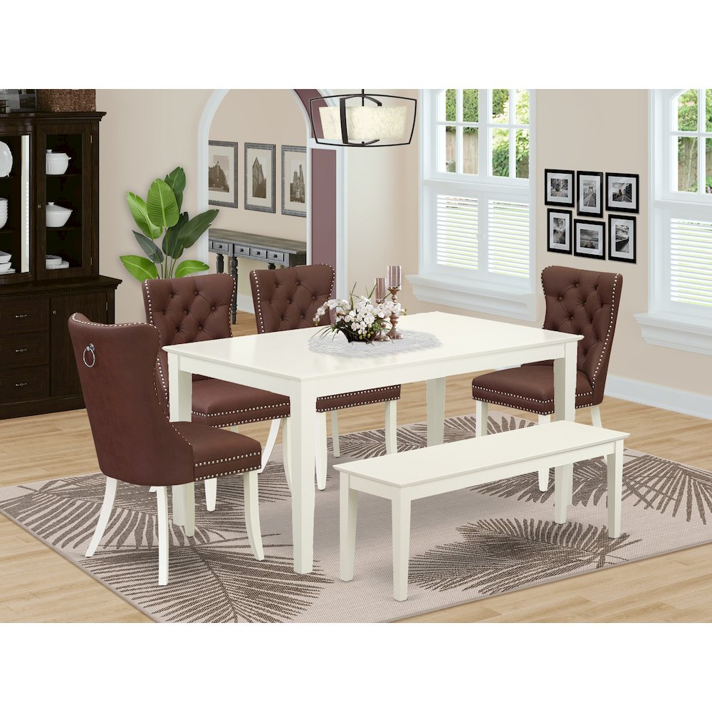 6 Piece Dining Room Furniture Set Contains a Rectangle Kitchen Dining Table. Picture 2