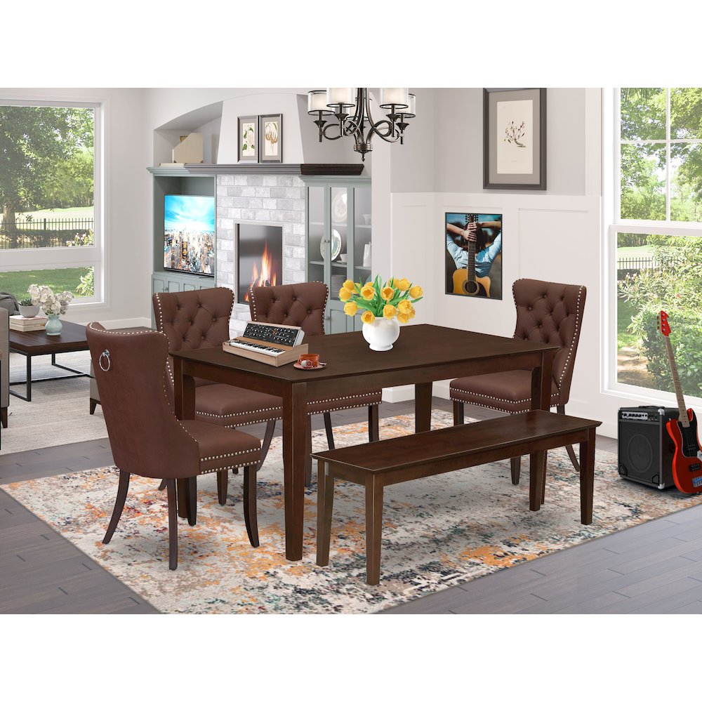 6 Piece Dining Room Set Consists of a Rectangle Solid Wood Table. Picture 2