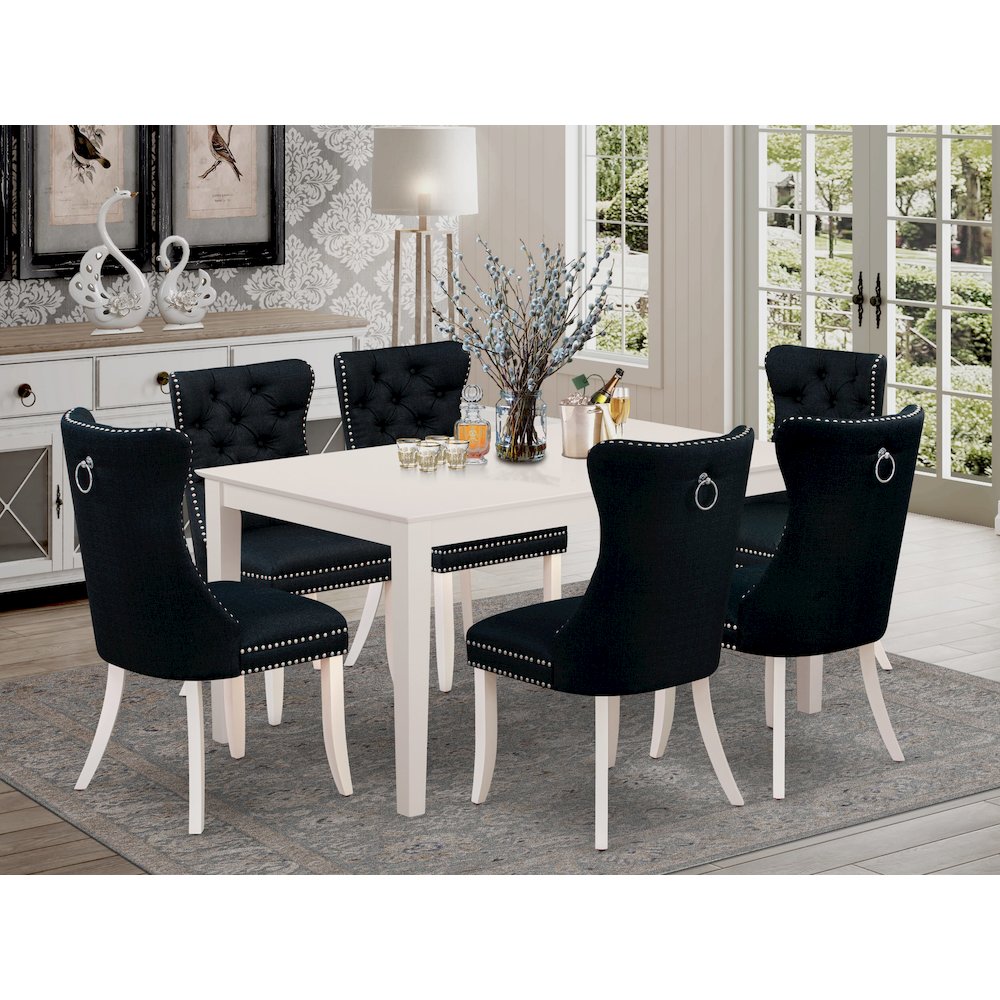 7 Piece Dinette Set Consists of a Rectangle Modern Dining Table. Picture 2
