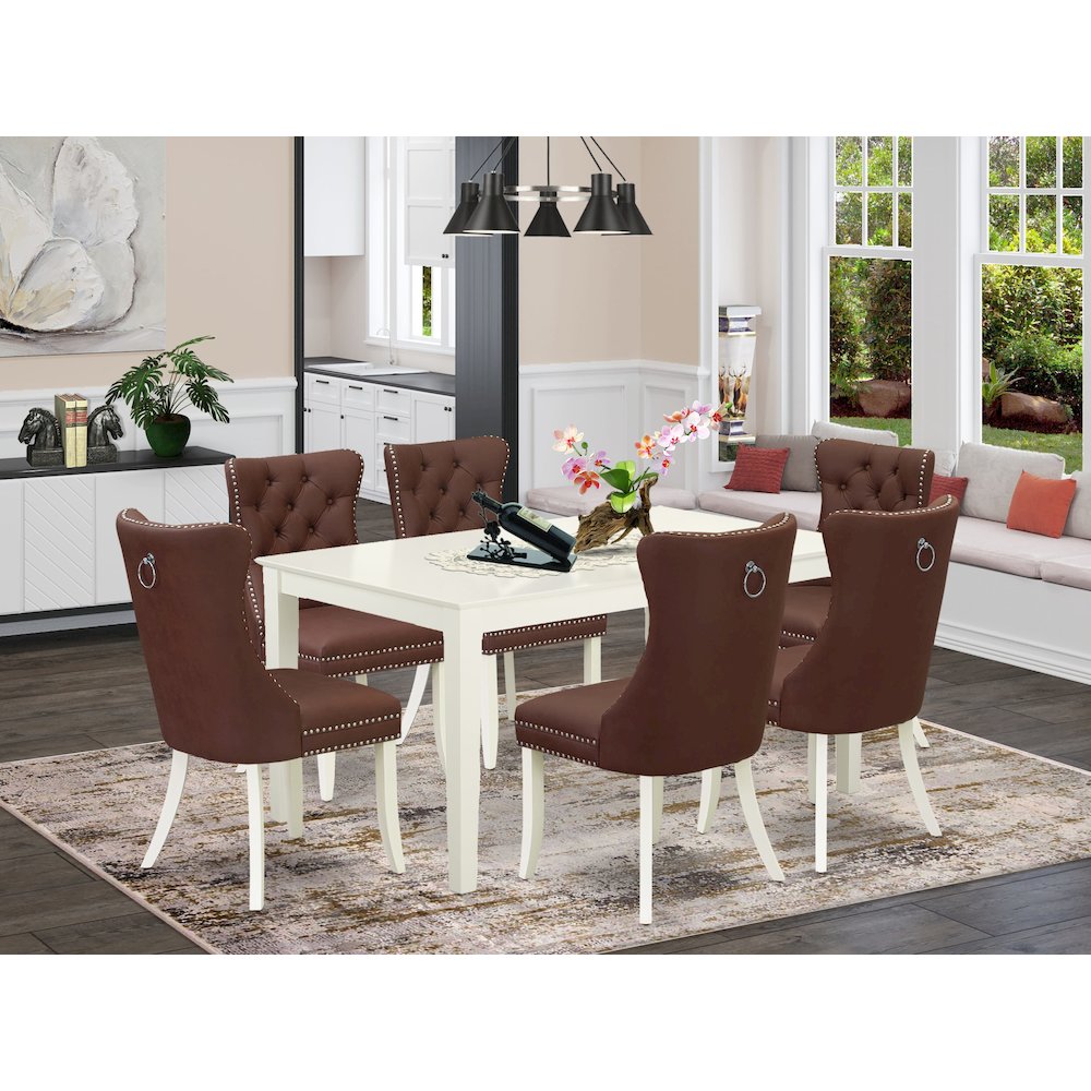 7 Piece Modern Dining Table Set Consists of a Rectangle Kitchen Table. Picture 2