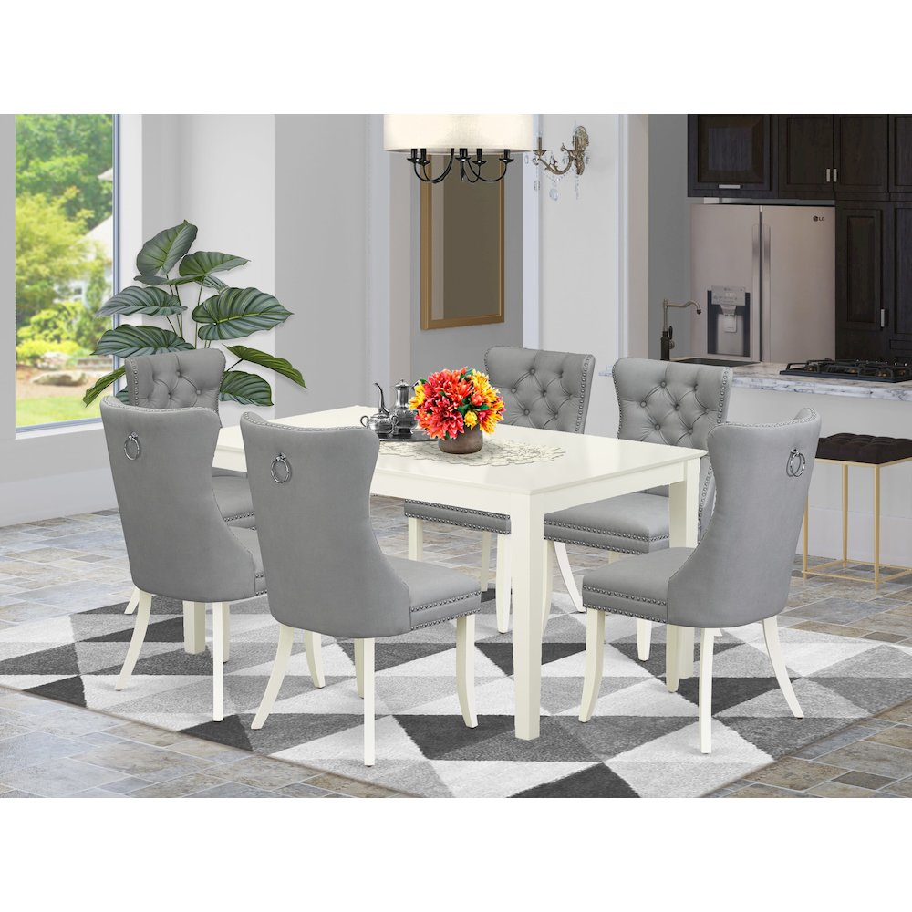 7 Piece Dining Table Set Contains a Rectangle Modern Dinette Table. Picture 2