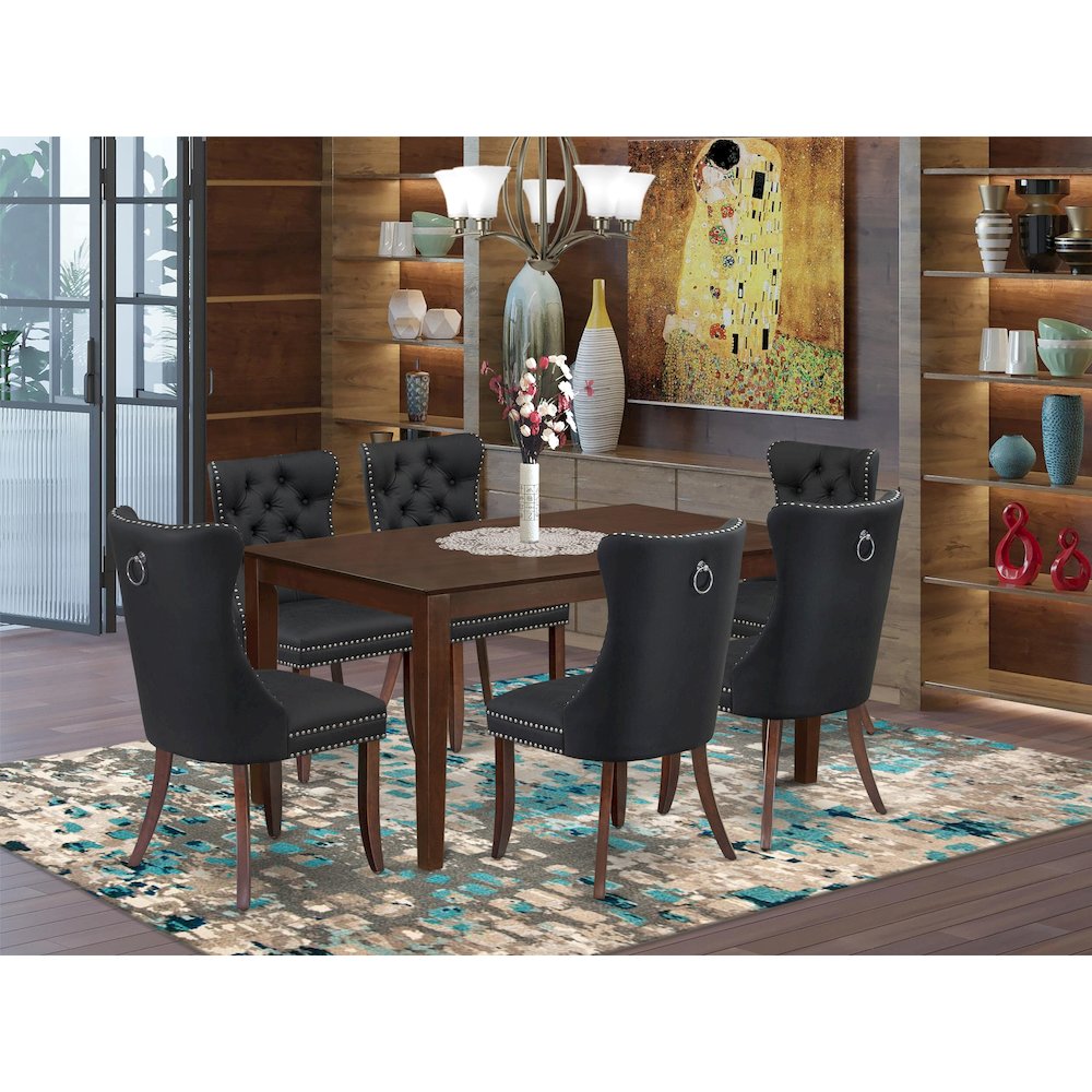 7 Piece Dining Room Set Consists of a Rectangle Solid Wood Table. Picture 2