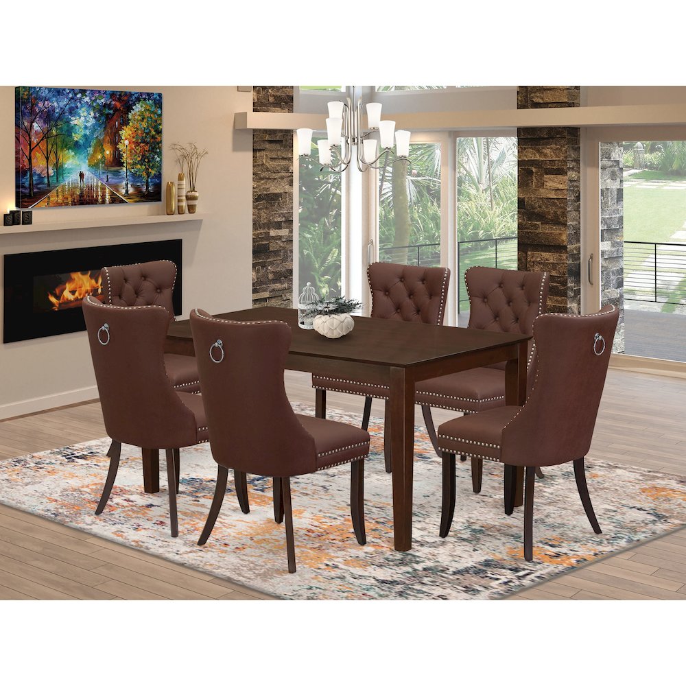 7 Piece Kitchen Table & Chairs Set Consists of a Rectangle Dining Table. Picture 2