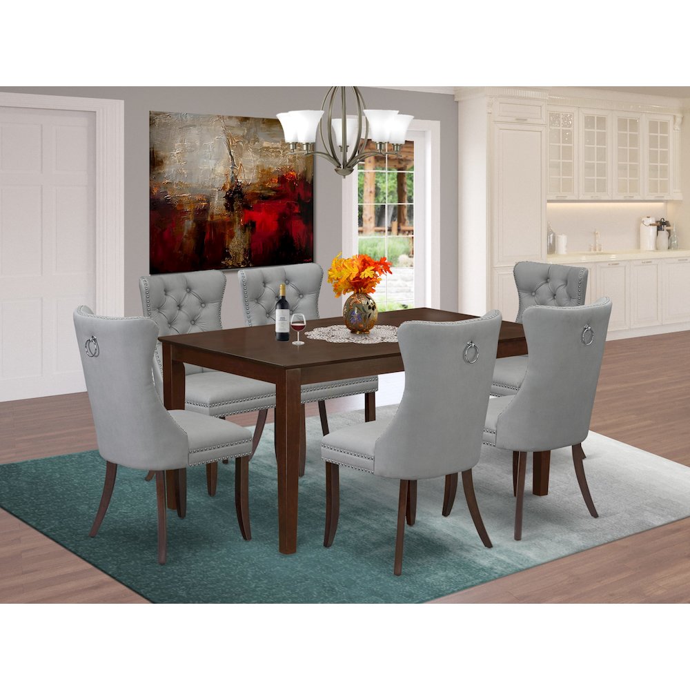 7 Piece Kitchen Table Set Consists of a Rectangle Modern Dining Table. Picture 2