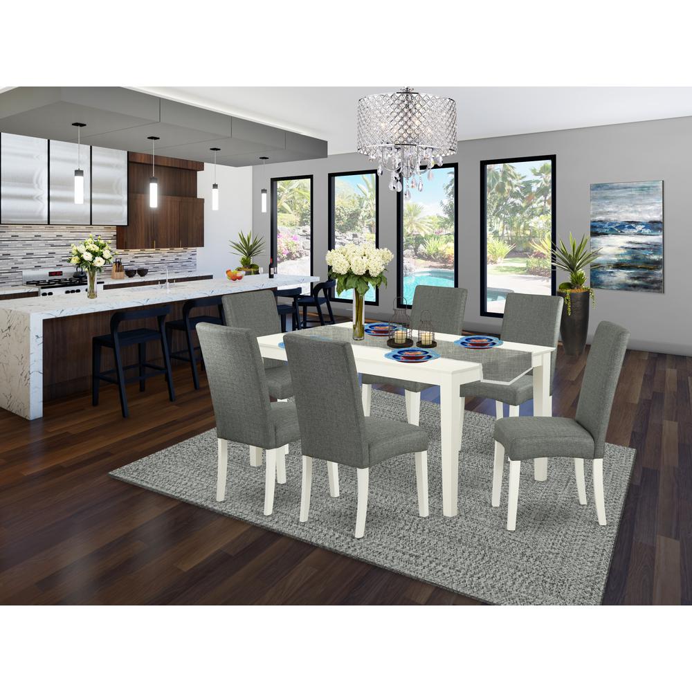 Dining Room Set Linen White, CADR7-LWH-07. Picture 2
