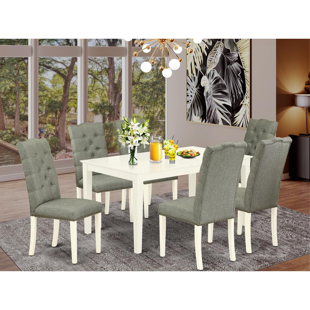 Dining Room Set Linen White, CAEL7-LWH-07. Picture 2